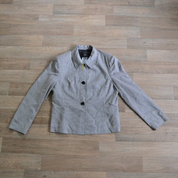 NWT The Limited Houndstooth Wool Button Blazer Black & White Size Large - Picture 2 of 5